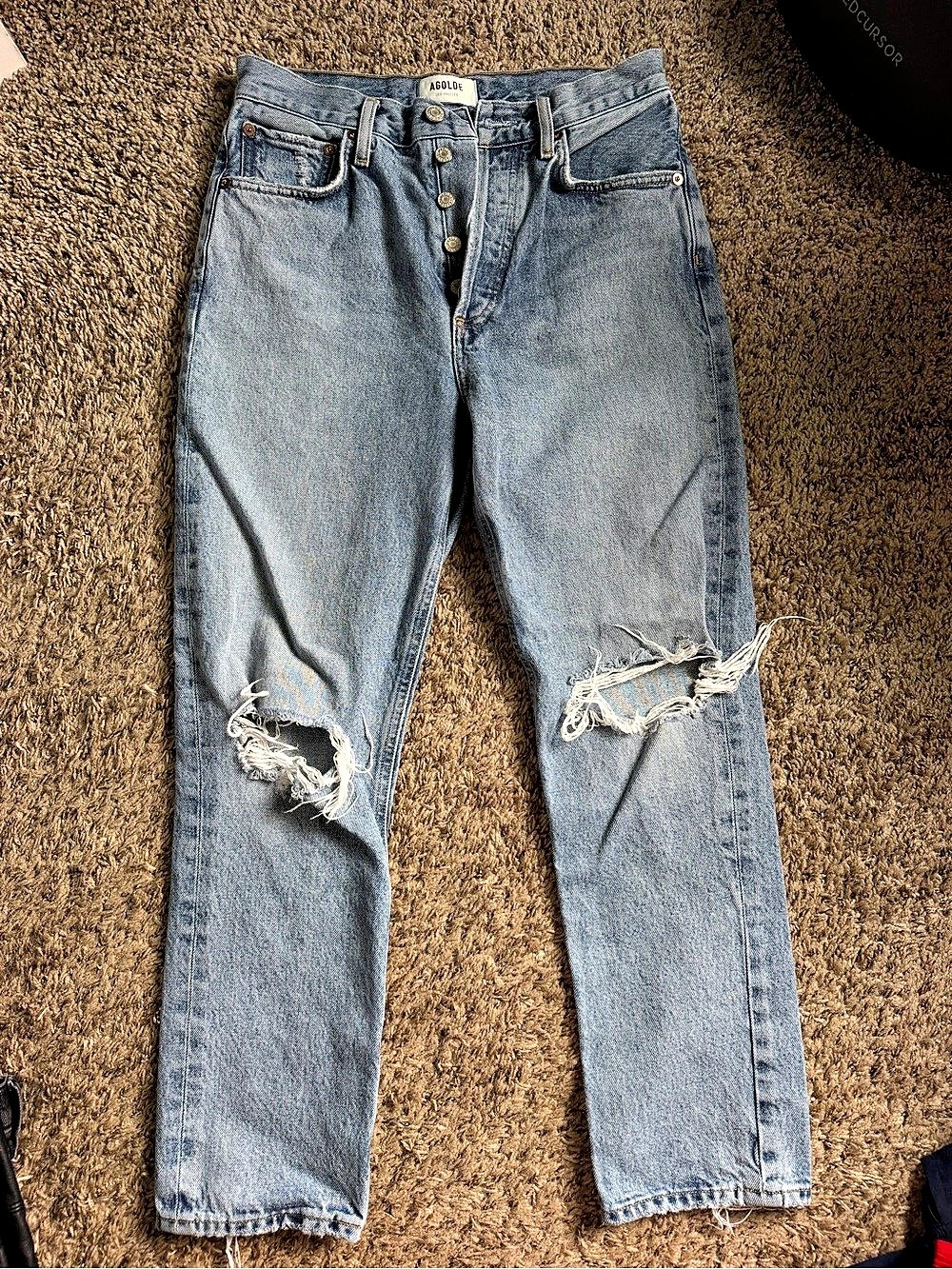 Agolde 90's Mid Rise Loose Fit Straight Leg Jeans Distressed Straight Leg Jeans